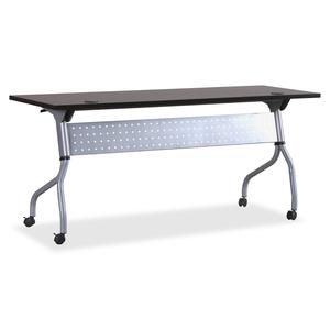 Lorell Flip Top Training Table - Rectangle Top - Four Leg Base - 4 Legs x 72'' Table Top Width x 23.50'' Table Top Depth - 29.50'' Height x 70.88'' Width x 23.63'' Depth - Assembly Required - Espresso, Sil