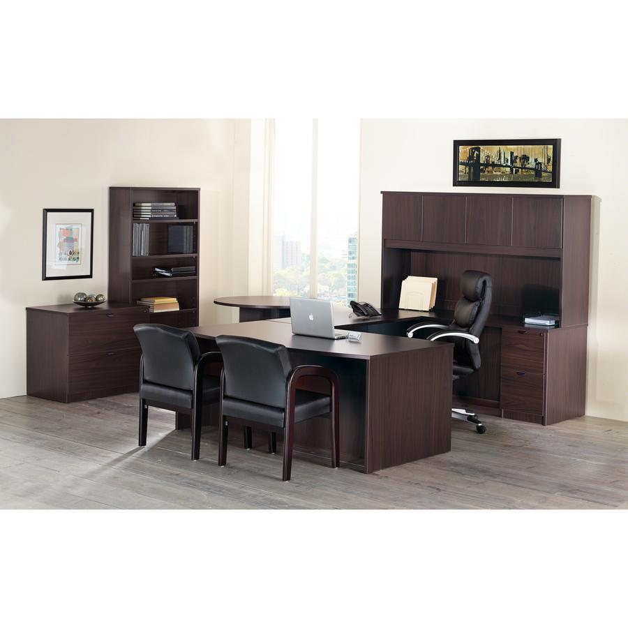Lorell Prominence 2.0 Bowfront Left-Pedestal Desk - 1'' Top, 72'' x 42''29'' - 3 x File, Box Drawer(s) - Single Pedestal on Left Side - Band Edge - Material: Particleboard - Finish: Espresso Laminate, The