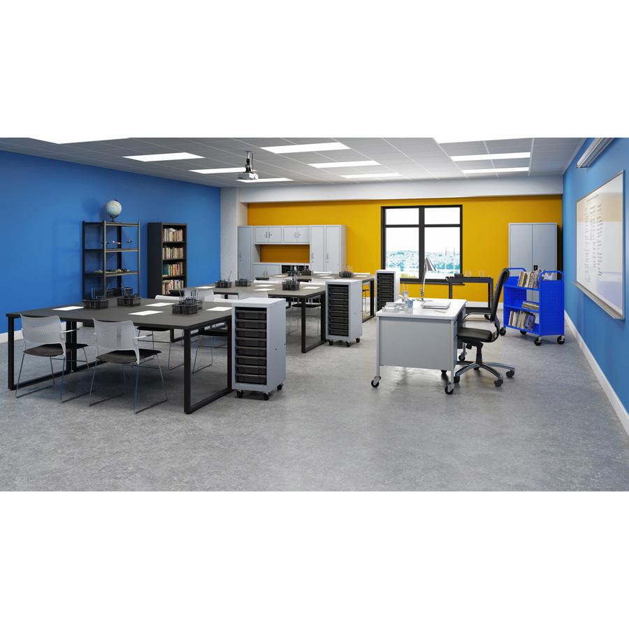 Lorell Fortress Series Mobile Double-Pedestal Teachers Desk - 60'' x 30''29.5'' - Box, File Drawer(s) - Double Pedestal - T-mold Edge - Finish: Gray