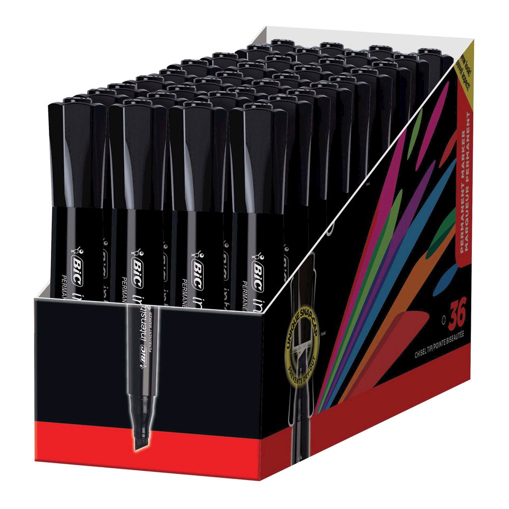 BIC Intensity Permanent Markers - Black Ink - 36 / Pack