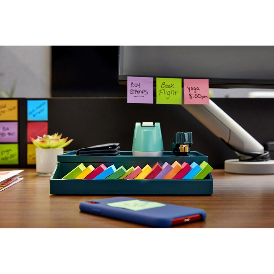 Post-it Super Sticky Notes - Energy Boost Color Collection - 2'' Flag/Note Width x 2'' Flag/Note Length - Square - 90 Sheets per Pad - Multicolor - Paper - Super Sticky, Adhesive, Recyclable, Resid