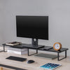 Lorell Quick-Install Monitor Laptop Riser - 4.80'' Height x 39.40'' Width x 10.20'' Depth - Powder Coated - Steel, Particleboard, Silicone - Black - Norstar