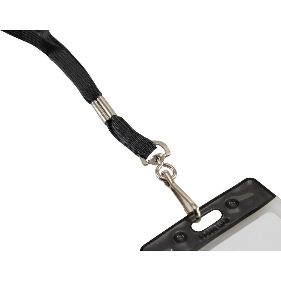 SICURIX Shoelace-style Flat Hook Lanyard - 100 / Box - 36'' Length - Black
