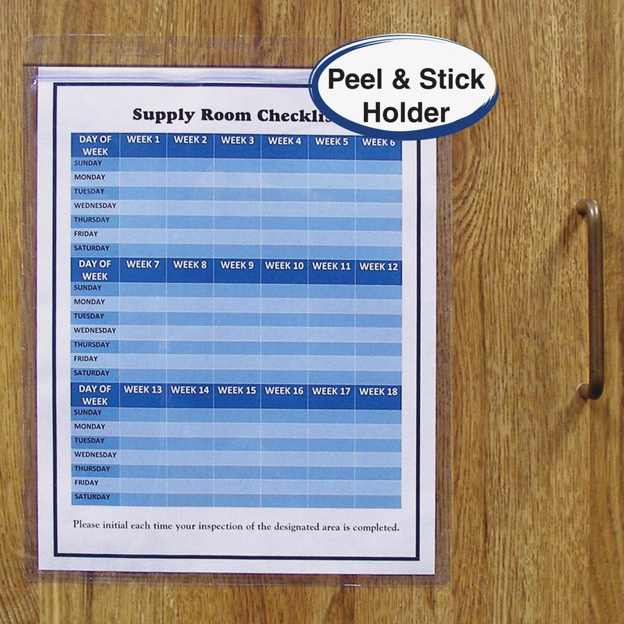 C-Line Self-Adhesive Poly Shop Ticket Holders, Welded - 8-1/2 x 11, Peel & Stick, 50/BX, 70911