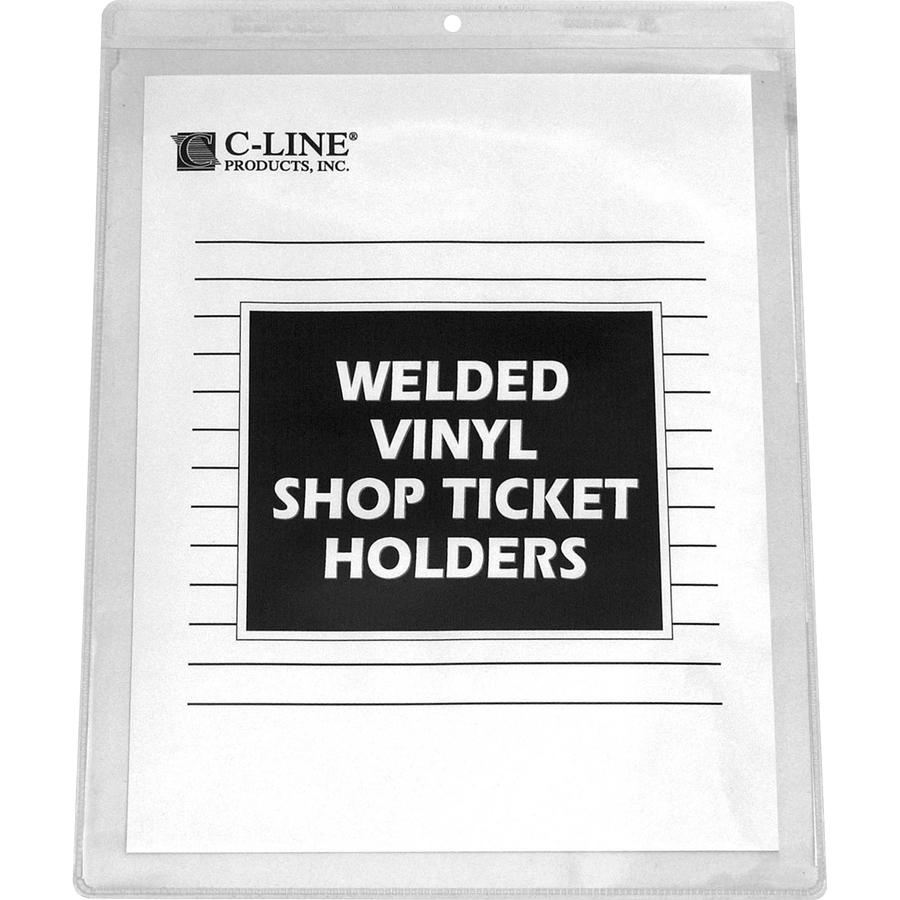 C-Line Vinyl Shop Ticket Holders, Welded - Both Sides Clear, 8-1/2 x 11, 50/BX, 80911