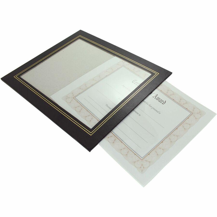 Golite nu-dell Flat Document Frames - Holds 11'' x 8.50'' Insert - Desktop - Horizontal, Vertical - Easel Back, Hanger - 2 / Pack - Leatherette - Black - NuDell