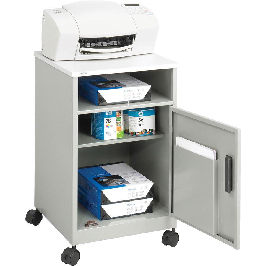 Safco Steel Compact Machine Stand - 200 lb Load Capacity - Hinged Door - 27.4'' Height x 17.3'' Width x 17.3'' Depth - Floor - Laminate - Steel - Gray