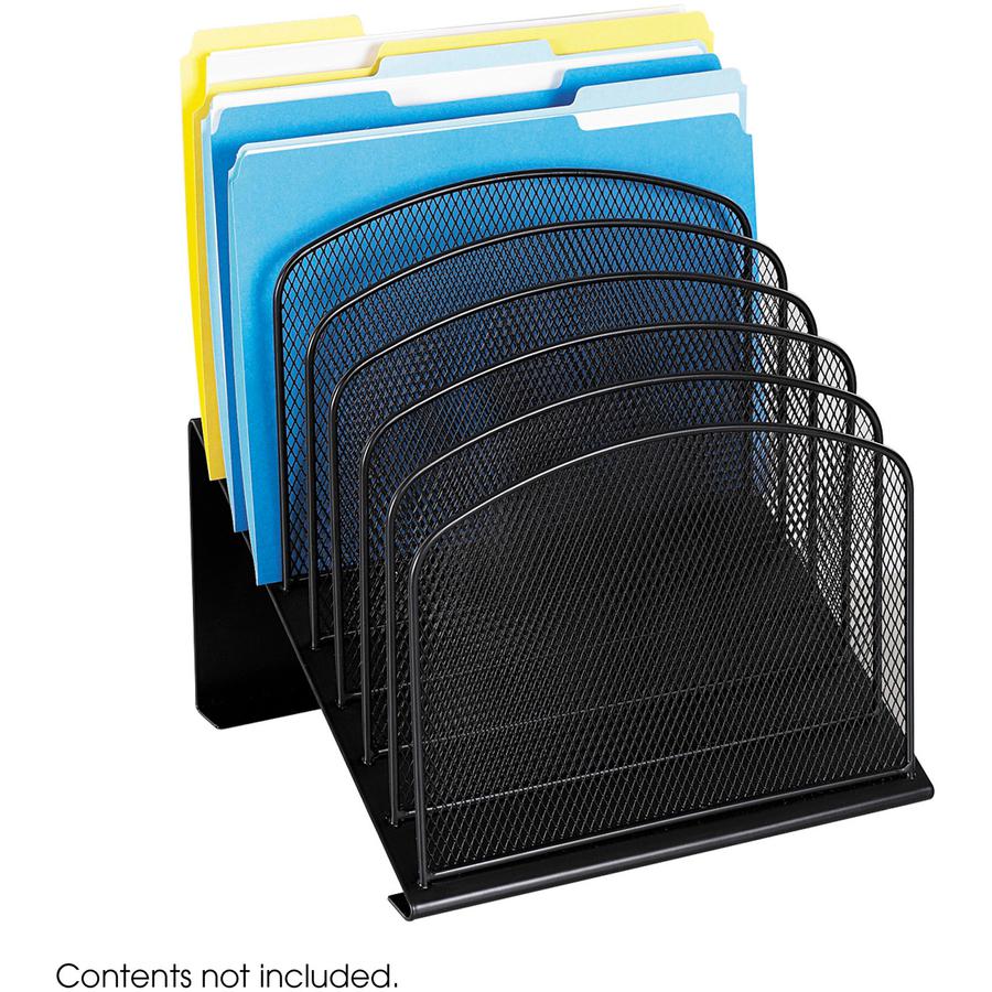 Safco Onyx Wire Mesh Desktop Organizer - 8 Compartment(s) - 1'' - 14'' Height x 11.8'' Width x 10.8'' DepthDesktop - Powder Coated - Black - Steel - 1 Each