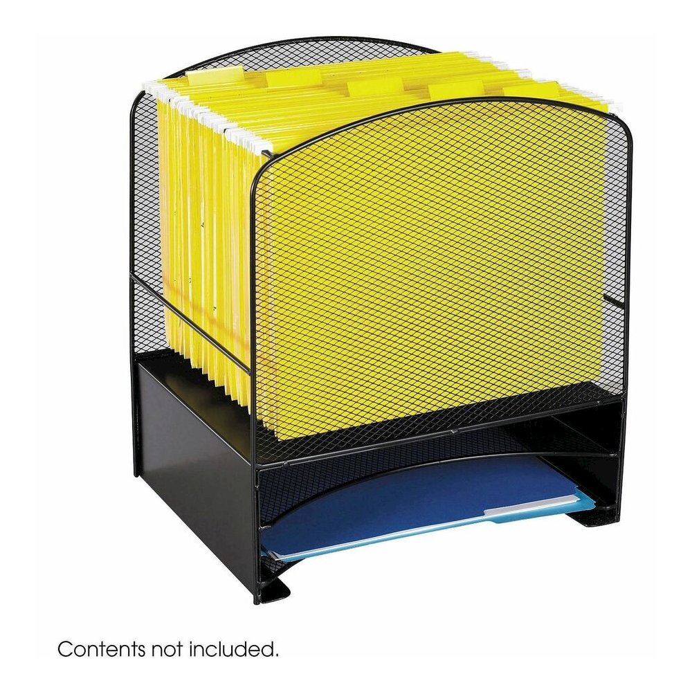 Safco Mesh Hanging File and Letter Tray Rack - Letter - Steel - Black - 1 Each
