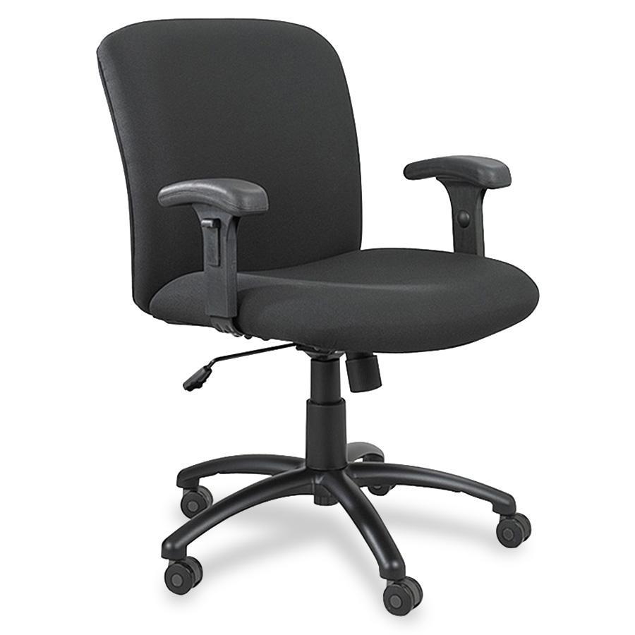 Safco Big & Tall Executive Mid-Back Chair - Black Foam, Polyester Seat - Black Frame - 5-star Base - Black - 1 Each