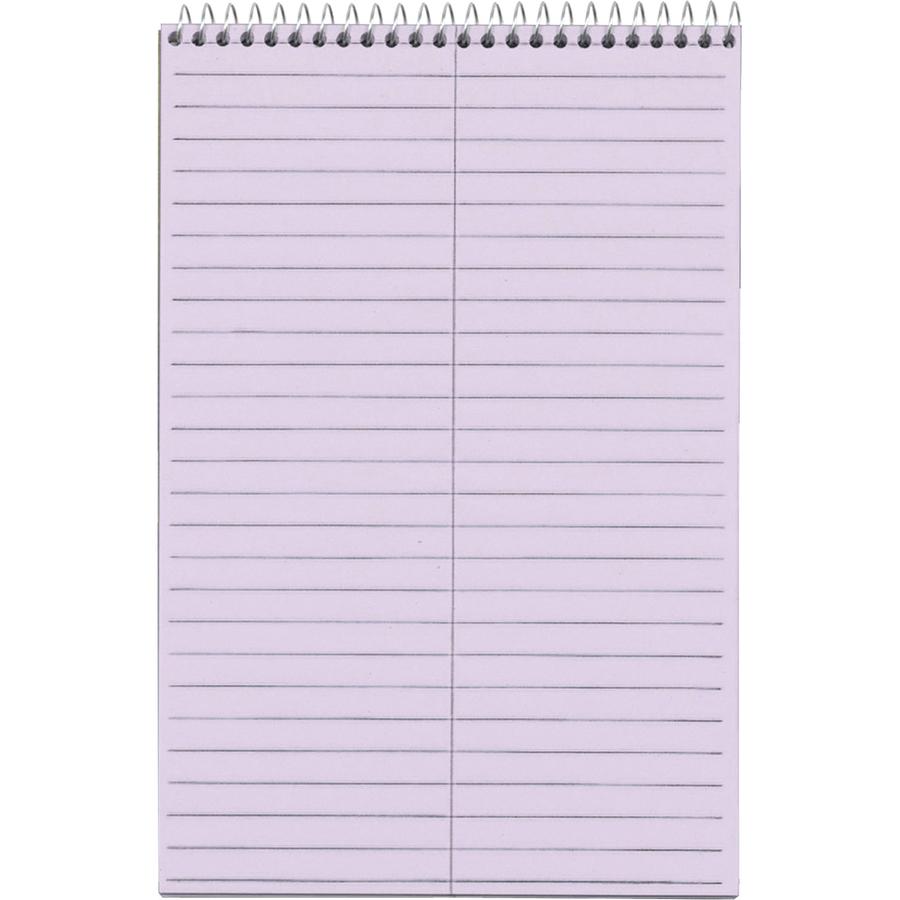 TOPS Prism Steno Books - 80 Sheets - Wire Bound - Gregg Ruled Margin - 6'' x 9'' - Orchid Paper - Perforated, Stiff-back, WireLock - 4 / Pack
