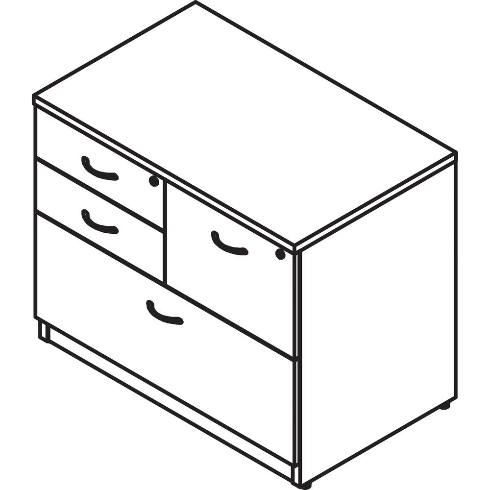 Lorell Essentials Series Box/Box/File Lateral File - 1'' Side Panel, 0.1'' Edge, 35.5'' x 22''29.5'' Lateral File - 4 x Box, File Drawer(s) - Cherry Laminate Table Top - Versatile, Ball Bearing Glide, Draw