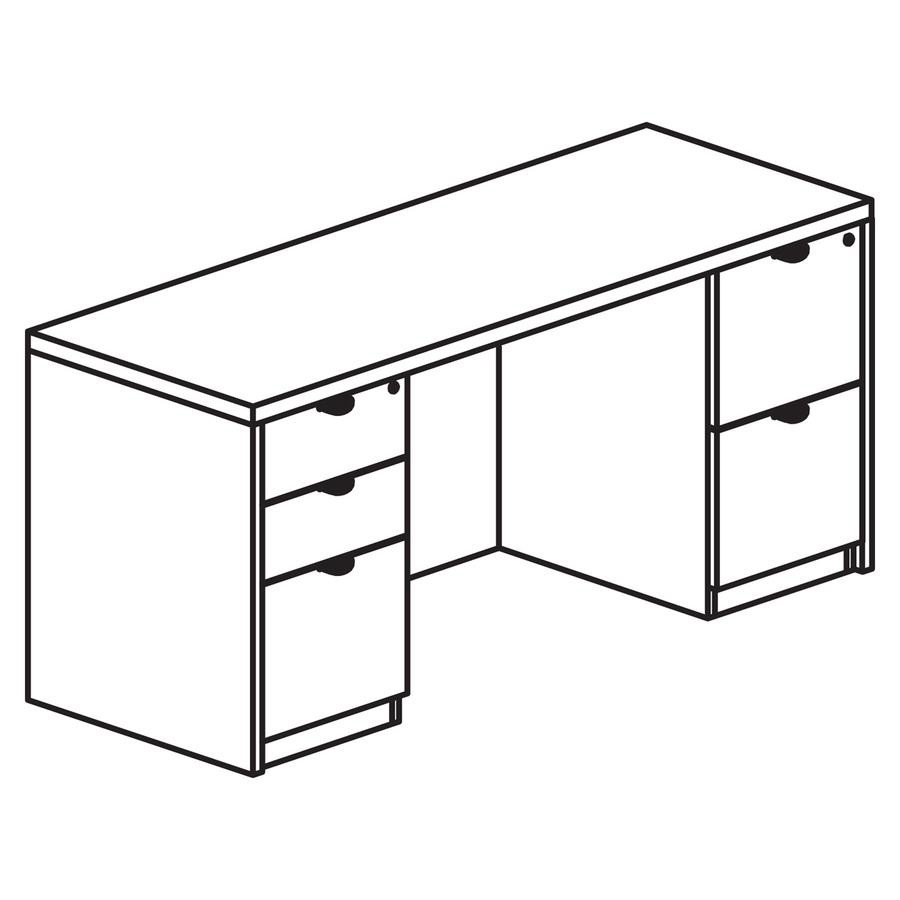 Lorell Prominence 2.0 Double-Pedestal Credenza - 66'' x 24''29'' , 1'' Top - 2 x File Drawer(s) - Double Pedestal on Left/Right Side - Band Edge - Material: Particleboard - Finish: Thermofused Melamine (T