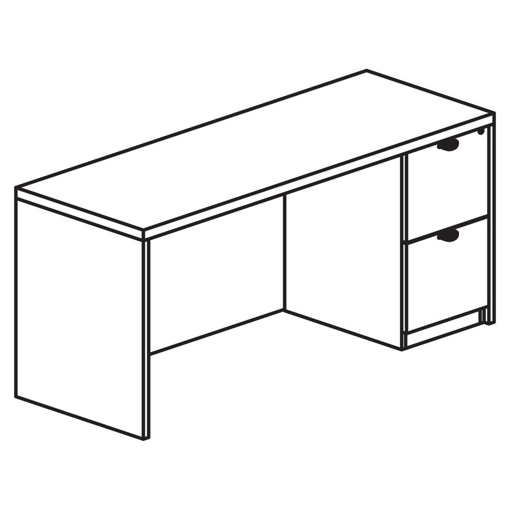 Lorell Prominence 2.0 Right-Pedestal Credenza - 72'' x 24''29'' , 1'' Top - 2 x File Drawer(s) - Single Pedestal on Right Side - Band Edge - Material: Particleboard - Finish: Thermofused Melamine (TFM)