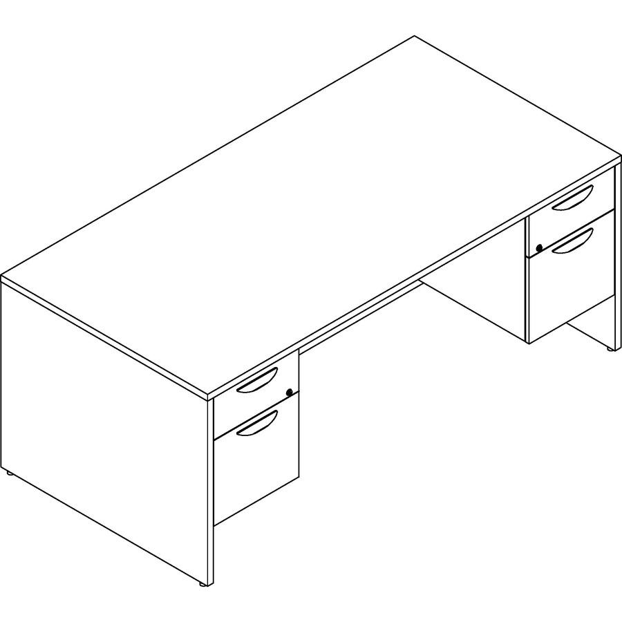 Lorell Prominence 2.0 Double-Pedestal Desk - 1'' Top, 72'' x 36''29'' - 5 x File, Box Drawer(s) - Double Pedestal - Band Edge - Material: Particleboard - Finish: Mahogany Laminate, Thermofused Melamine (T