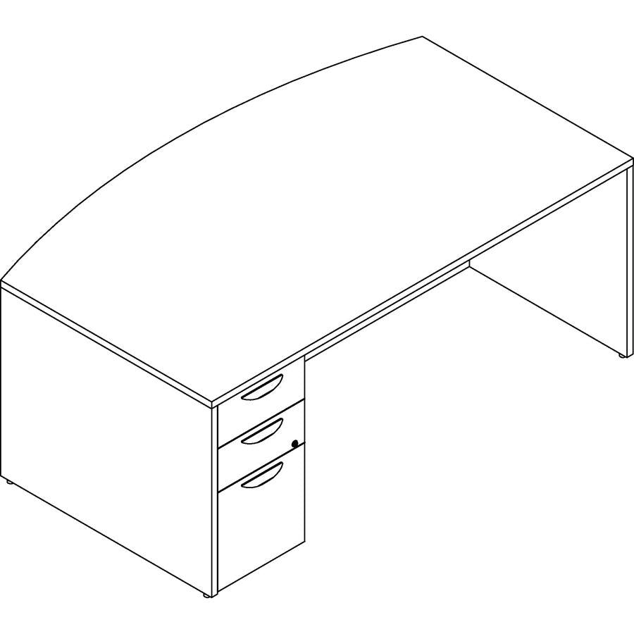 Lorell Prominence 2.0 Bowfront Left-Pedestal Desk - 1'' Top, 72'' x 42''29'' - 3 x File, Box Drawer(s) - Single Pedestal on Left Side - Band Edge - Material: Particleboard - Finish: Mahogany Laminate, The