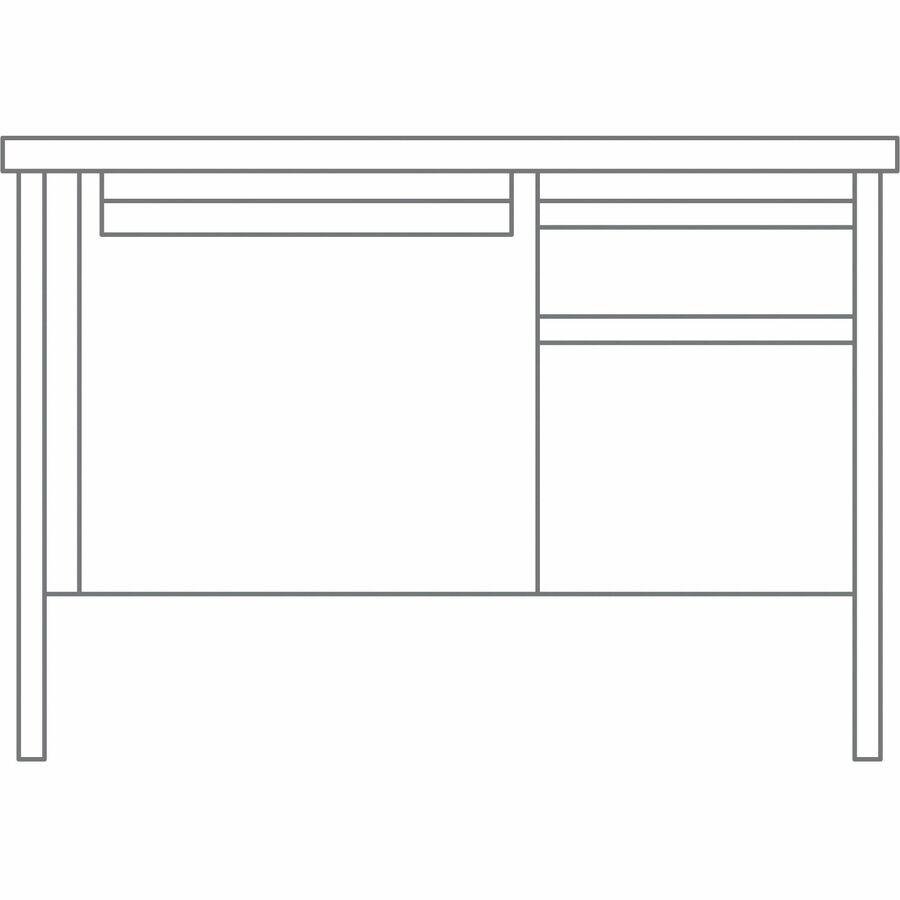 Lorell Fortress Series Walnut Top Teacher's Desk - 48'' x 30''29.5'' - Box, File Drawer(s) - Single Pedestal on Right Side - T-mold Edge