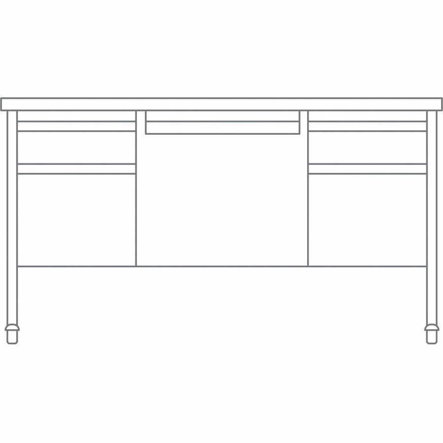 Lorell Fortress Series Mobile Double-Pedestal Teachers Desk - 60'' x 30''29.5'' - Box, File Drawer(s) - Double Pedestal - T-mold Edge