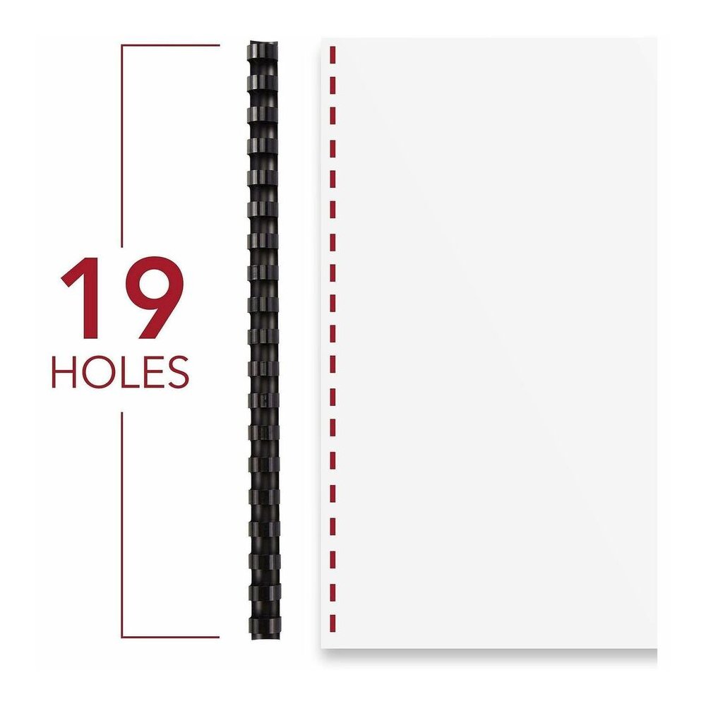 Mead CombBind Binding Spines - 0.43'' Maximum Capacity - 70 x Sheet Capacity - For Letter 8 1/2'' x 11'' Sheet - Black - Plastic - 125 / Box