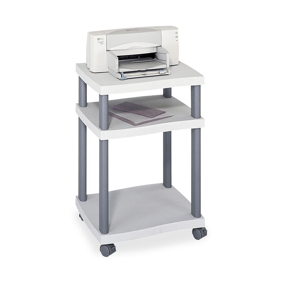 Safco Economy Desk Side Printer/Fax Stand - 100 lb Load Capacity - 2 x Shelf(ves) - 29.3'' Height x 20'' Width x 17.5'' Depth - Floor - Plastic - Light Gray