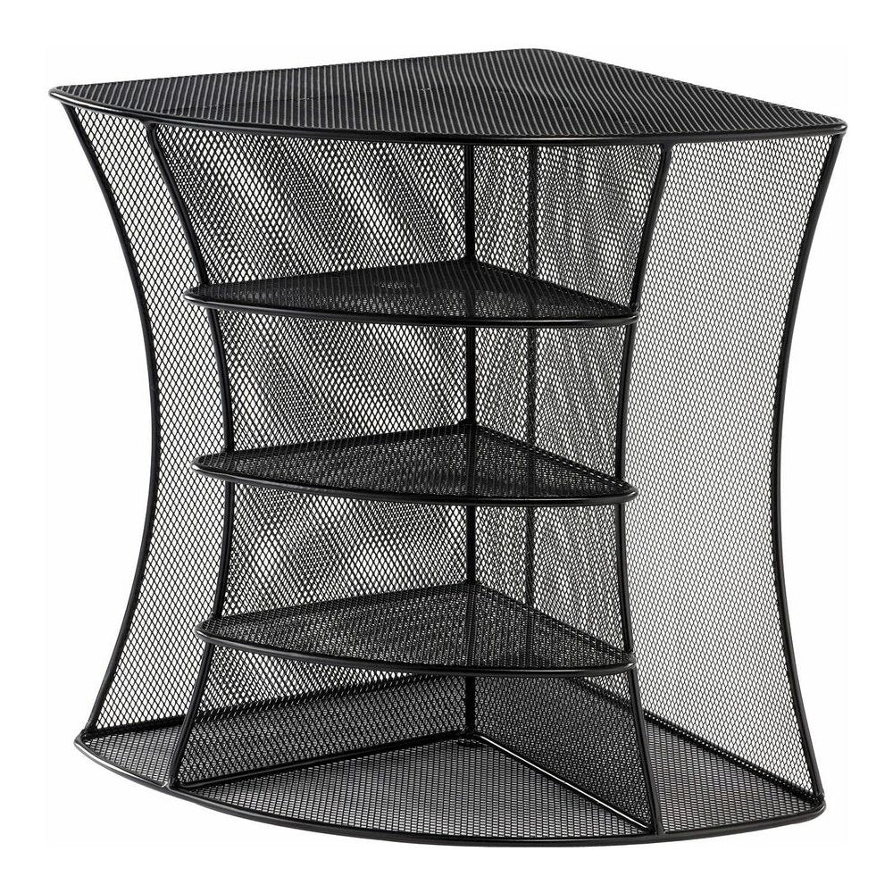 Safco Onyx Mesh Corner Organizer - 13'' Height x 15'' Width x 11'' Depth - Desktop - Black - Steel - 1 Each