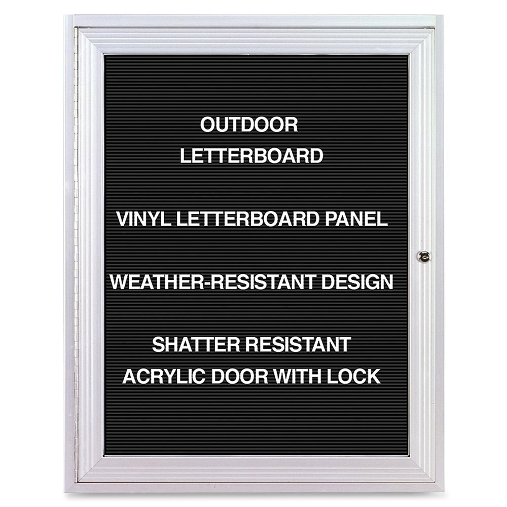 Ghent Outdoor Letterboards - 24'' Height x 36'' Width - Weather Resistant, Shatter Resistant, Lock, Water Resistant, Mounting System - Silver Aluminum Frame - 1 Each