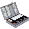Sparco Steel Combination Lock Steel Cash Box - 6 Coin - Steel - Gray - 3.2'' Height x 11.5'' Width x 7.8'' Depth