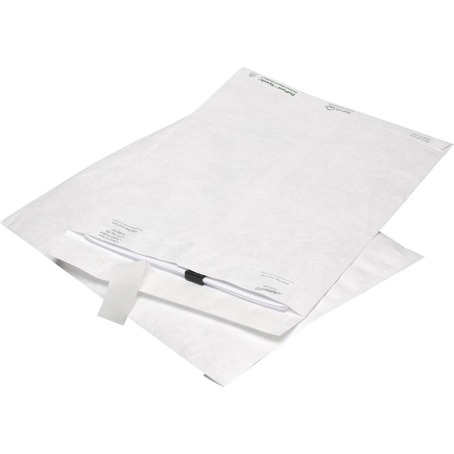 Survivor 9 x12 DuPont Tyvek Leather Texture Catalog Mailers with Self-Seal Closure - Catalog - #90 - 9'' Width x 12'' Length - 14 lb - Peel & Seal - Tyvek - 50 / Box - White - SURVIVOR