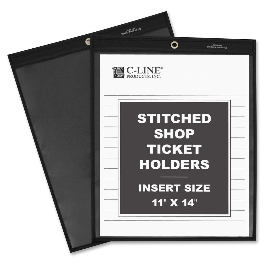 C-Line Shop Ticket Holders, Stitched - One Side Clear, 11 x 14, 25/BX, 45114