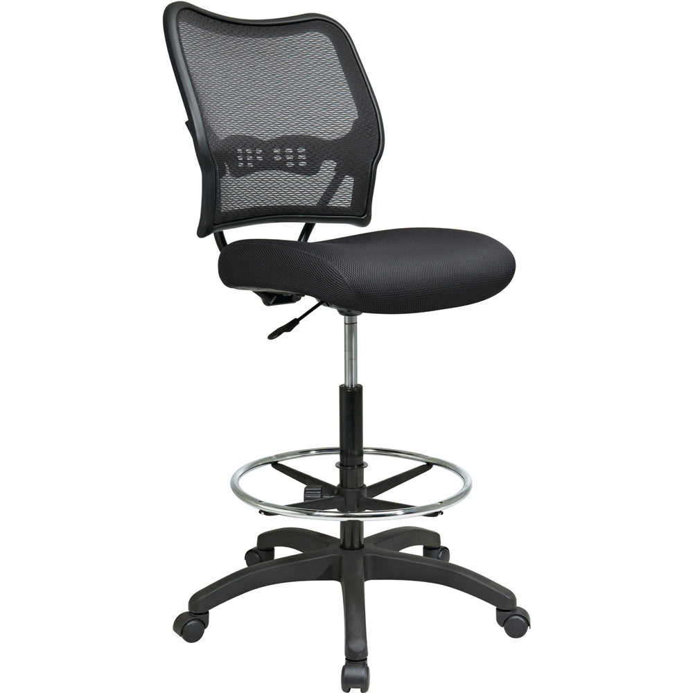 Office Star Air Grid Mesh Back Drafting Chair - Mesh Seat - Mesh Back - 5-star Base - Black - 20'' Seat Width x 19.75'' Seat Depth - 21.3'' Width x 25.5'' Depth x 51'' Height - Office Star Products