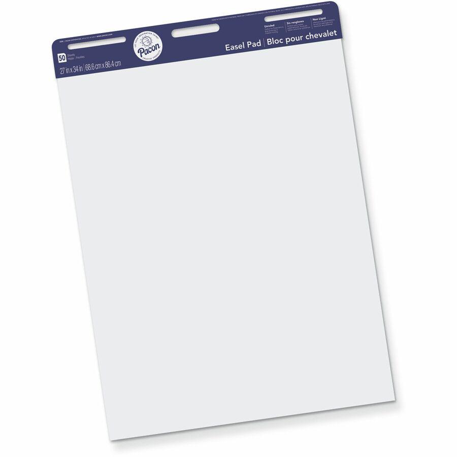Pacon Unruled Easel Pads - 50 Sheets - Plain - Stapled/Glued - Unruled - 27'' x 34'' - White Paper - Chipboard Cover - Perforated, Bond Paper - 50 / Pad