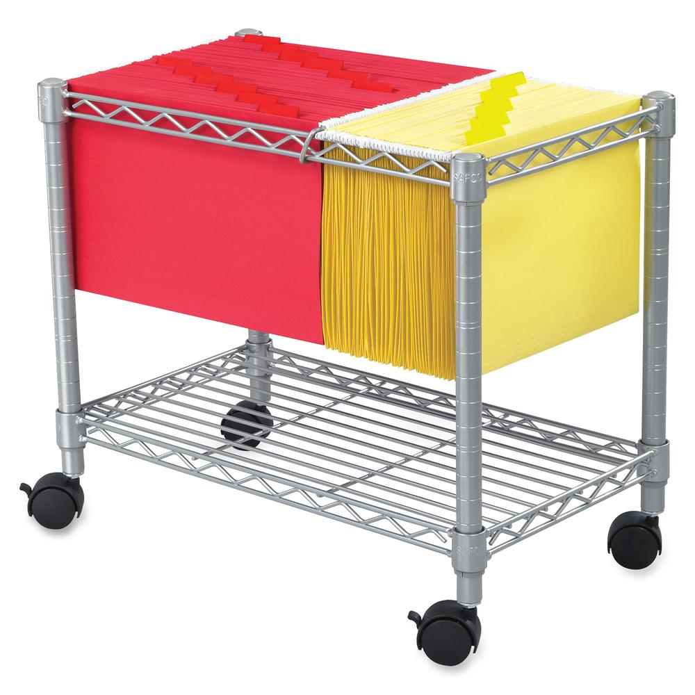 Safco 5201GR Wire Mobile File - 1 Shelf - 300 lb Capacity - 4 Casters - 2'' Caster Size - Steel - x 14'' Width x 24'' Depth x 20.5'' Height - Gray - 1 Each