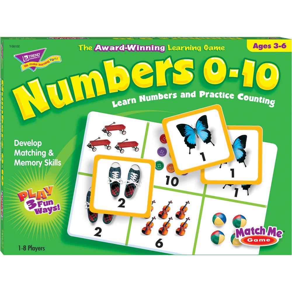 Trend Match Me Numbers 0-10 Learning Game - Educational - 1 to 8 Players - 1 Each - TREND