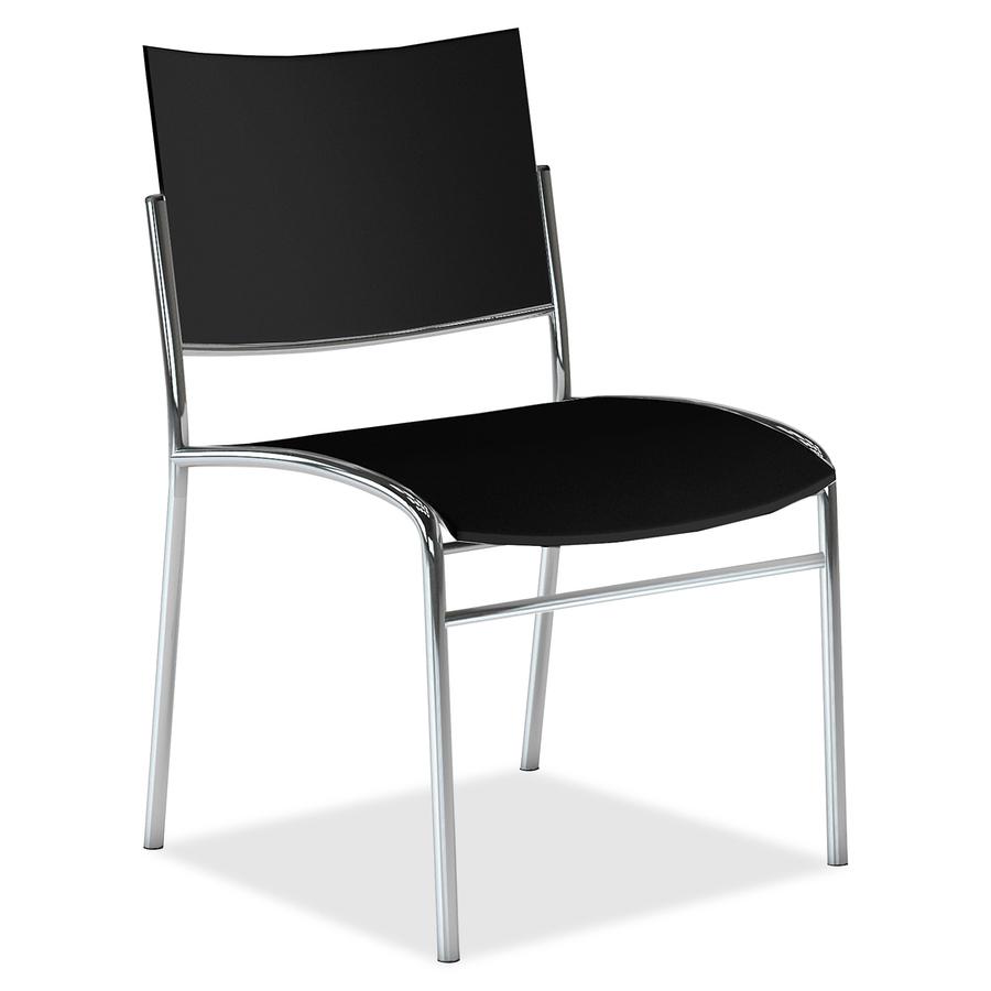 Mayline Escalate Stackable Chair - Black Seat - Four-legged Base - 4 / Carton