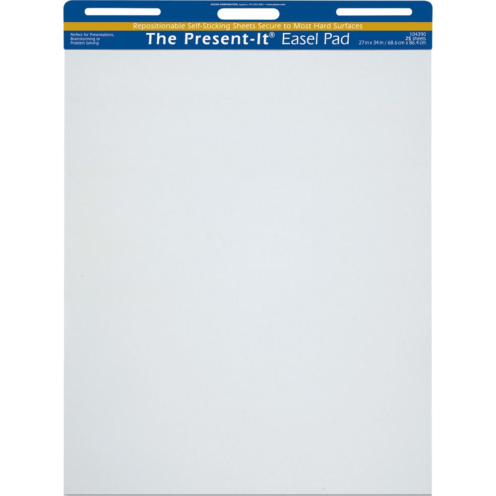 Easel Pad, Self-Adhesive, White, Unruled 27'' x 34'', 25 Sheets - The Present-It