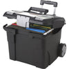 Storex Premium File Cart - Telescopic Handle - Steel, Plastic - 15'' Length x 16.4'' Width x 17'' Depth Height - Black - 1 Each