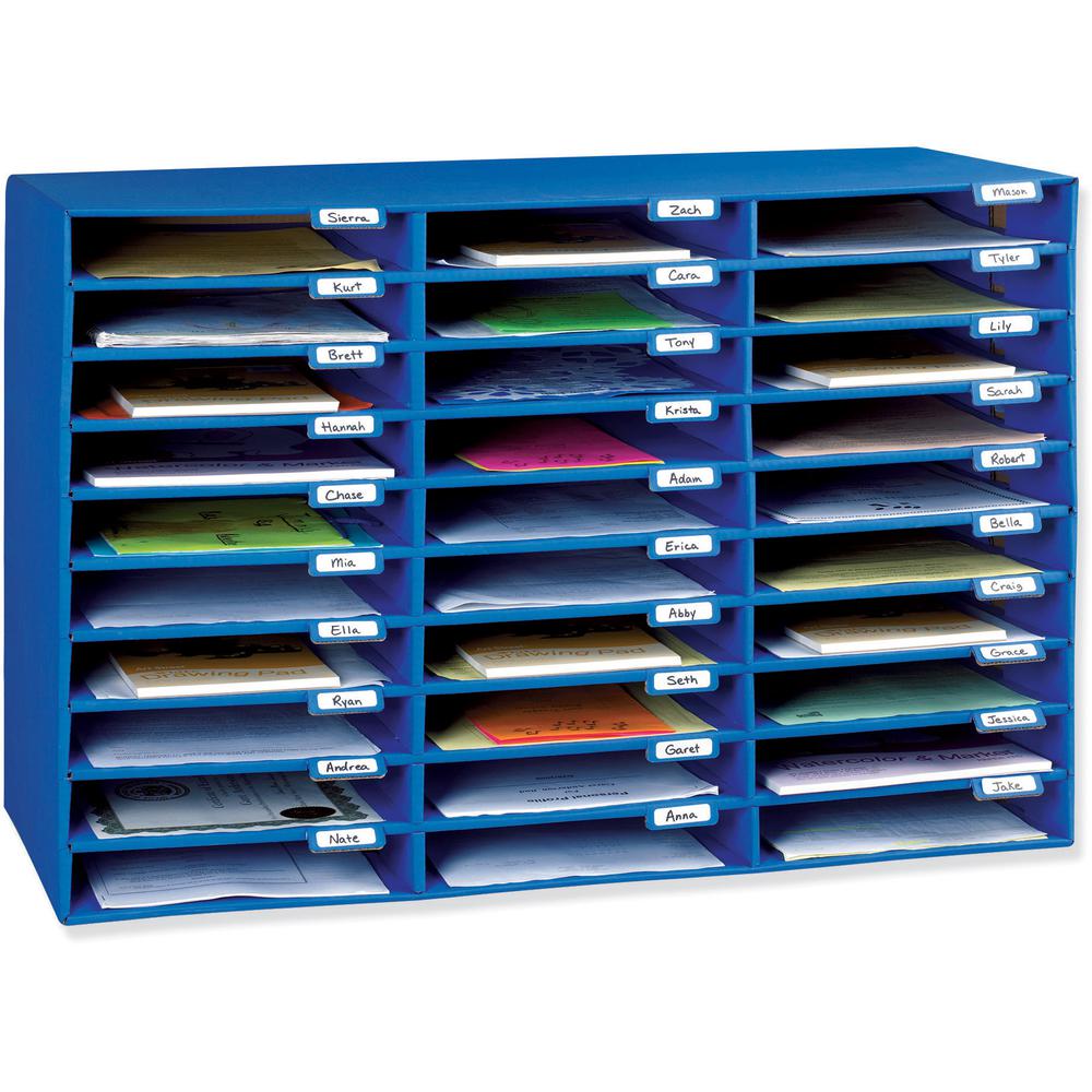 Classroom Keepers 30-Slot Mailbox - 30 Pocket(s) - Compartment Size 1.80'' x 12.50'' x 10'' - 21'' Height x 31.6'' Width x 12.8'' Depth - 70% Recycled - Blue - 1 Each