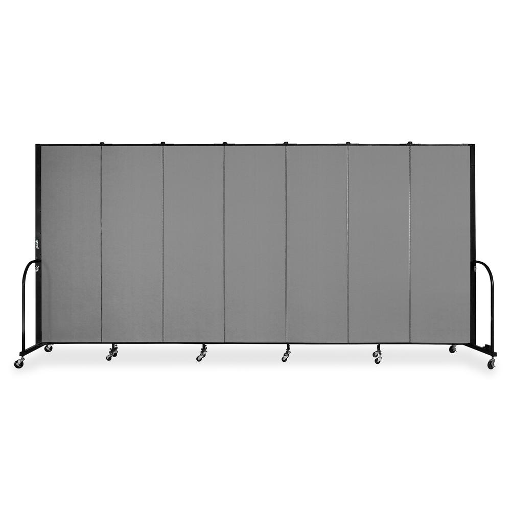 Screenflex Portable Room Dividers - 72'' Height x 13.1 ft Length - Black Metal Frame - Polyester - Stone - 1 Each