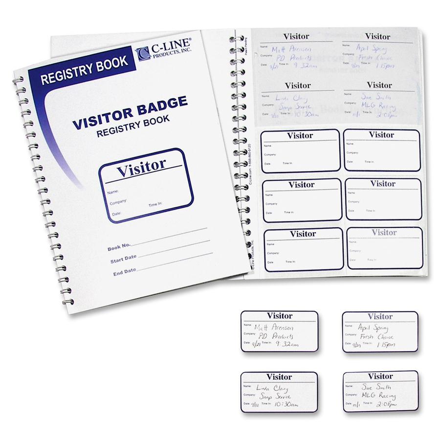 C-Line Visitor Badges with Registry Log - 3-5/8 x 1-7/8 Badge Size, 150 Badges and Log Book/BX, 97030