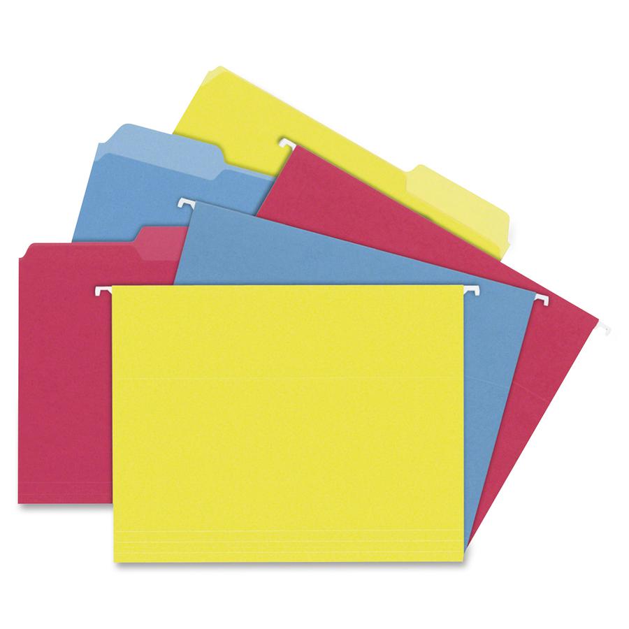 TOPS 1/3 Tab Cut Letter Hanging Folder - 8 1/2'' x 11'' - 3/4'' Expansion - 11 pt. - Assorted - PVC-free, Durable - 24 / Box