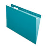 Pendaflex 1/5 Tab Cut Legal Hanging Folder - 8 1/2'' x 14'' - Internal Pocket - 11 pt. - Teal - Reinforced, Tear Resistant, Durable - 25 / Box