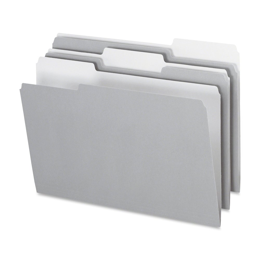 Pendaflex 1/3 Tab Cut Legal Top Tab File Folder - 8 1/2'' x 14'' - Internal Pocket - Top Tab Location - Assorted Tab Position - 11 pt. - Gray - Acid-free, Reversible - 100 / Box