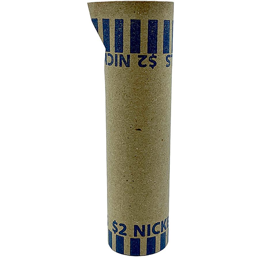 PAP-R Tubular Coin Wrappers - Total $2.00 in 40 Coins of 5¢ Denomination - Heavy Duty, Burst Resistant - Kraft - Blue - 1000 / Box