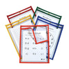 C-Line Super Heavyweight Plus Reusable Dry Erase Pockets - Red, Orange, Yellow, Green, Blue Frame - Rectangle - Reusable, Heavyweight, Sturdy, Easy to Clean, Eyelet - 25 / Box