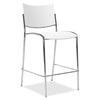Mayline Escalate Stool - White Plastic Seat - White Plastic Back - Silver Frame - Four-legged Base - 2 / Carton