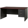 Lorell Fortress Modular Series Right-Pedestal Desk - 66'' x 30'' , 1.1'' Top - 2 x Box, File Drawer(s) - Single Pedestal on Right Side - Material: Steel - Finish: Mahogany Laminate, Charcoal - Scratch Re