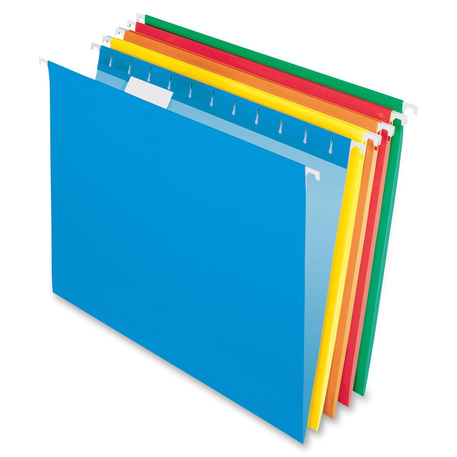 Pendaflex 1/5 Tab Cut Letter Recycled Hanging Folder - 8 1/2'' x 11'' - Assorted - 100% Recycled - 25 / Box