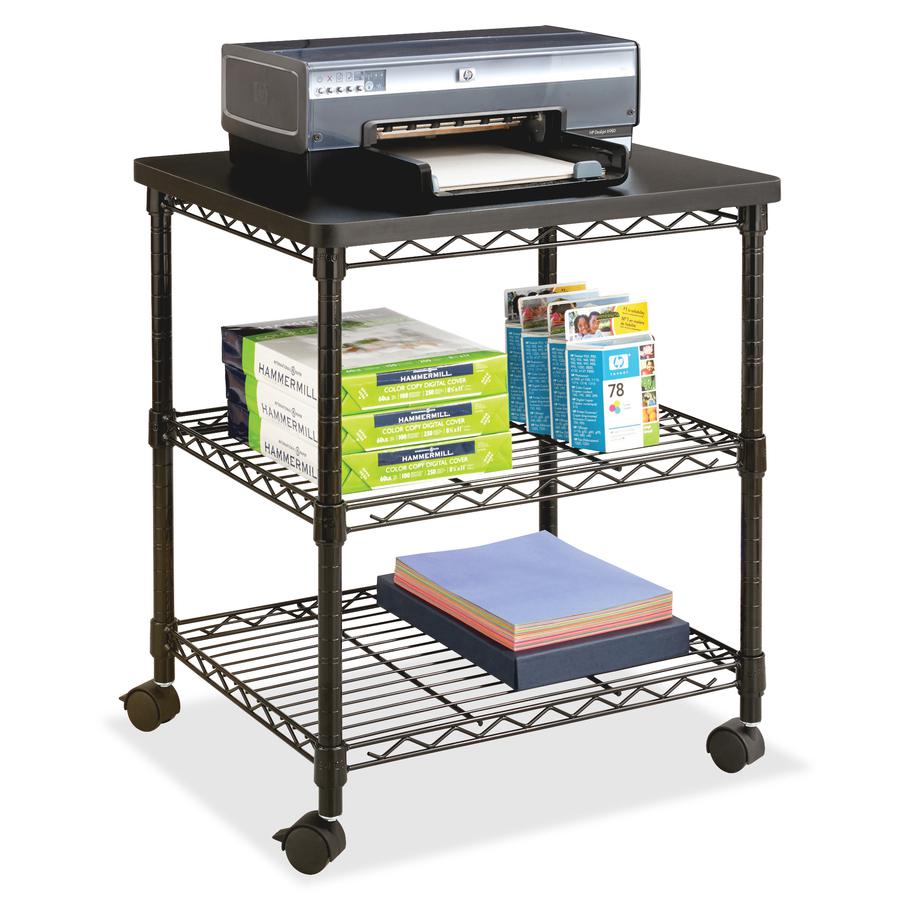 Safco Deskside Wire Machine Stand - 200 lb Load Capacity - 2 x Shelf(ves) - 27'' Height x 24'' Width x 20'' Depth - Steel - Black