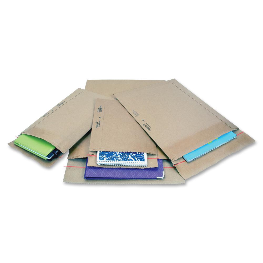 Jiffy Mailer Padded Self-seal Mailers - Multipurpose - #0 - 6'' Width x 10'' Length - Self-sealing Flap - Kraft - 25 / Carton - Natural Kraft, Satin Gold