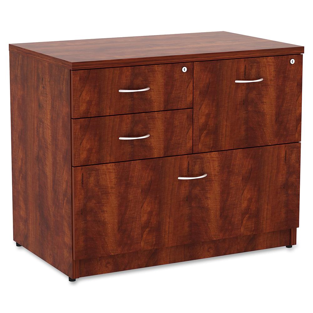 Lorell Essentials Series Box/Box/File Lateral File - 1'' Side Panel, 0.1'' Edge, 35.5'' x 22''29.5'' Lateral File - 4 x Box, File Drawer(s) - Cherry Laminate Table Top - Versatile, Ball Bearing Glide, Draw